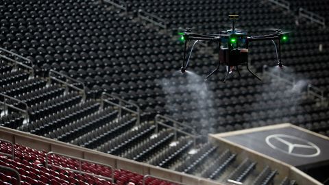 Mercedes-Benz Stadium is using drone technology for sanitation protocol.