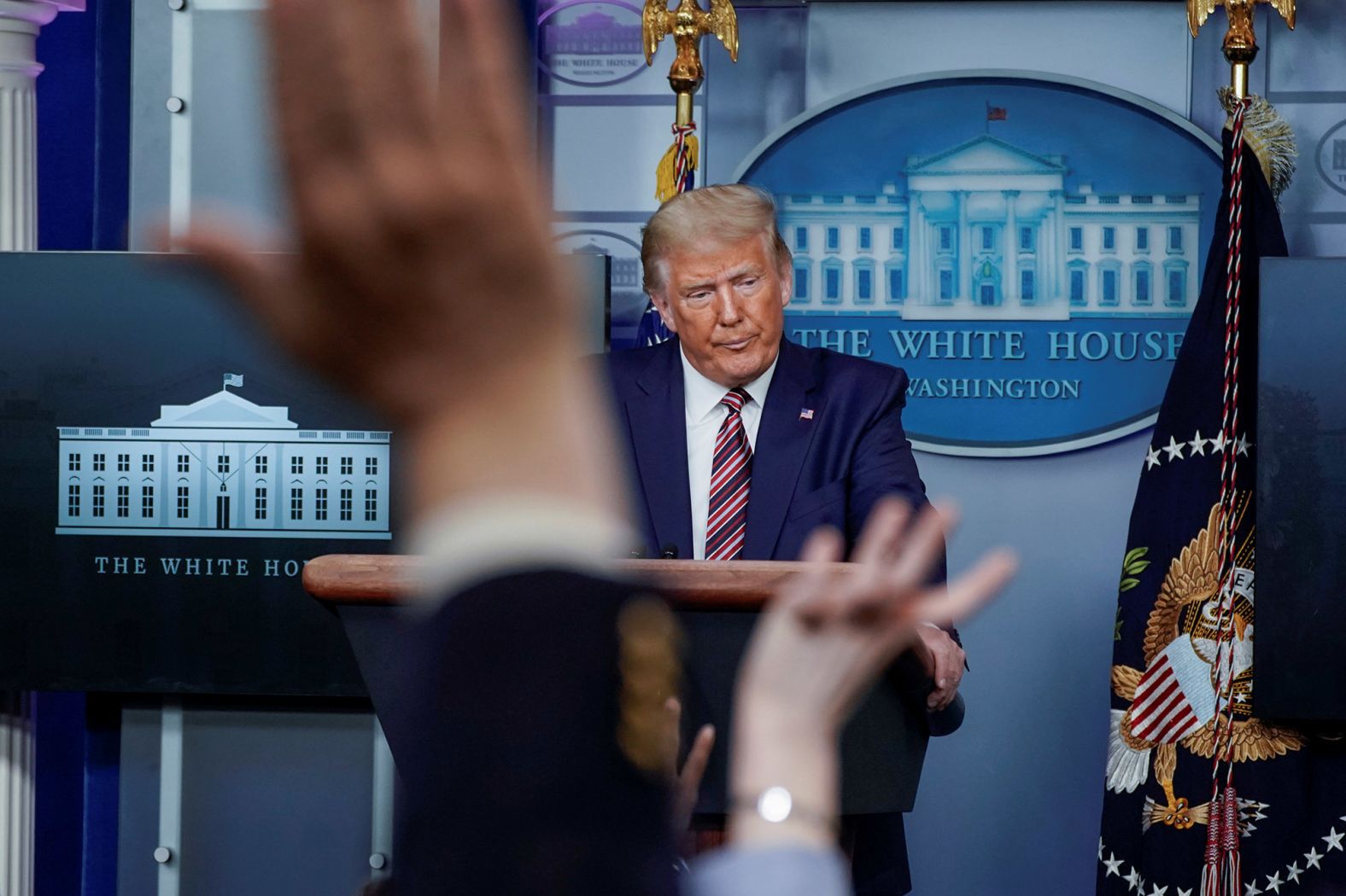 Trump speaks to the White House press corps after <a target="_blank" target="_blank">the New York Times reported</a> that he paid no federal income taxes in 10 out of 15 years beginning in 2000. <a target="_blank">Trump denied the story</a> and claimed that he pays "a lot" in federal income taxes.