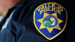 A Vallejo Police Department patch is seen on a police officer on May 7, 2008, in Vallejo, California.