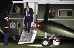 President Donald Trump walks off Marine One as Hope Hicks is seen through the window as he returns to the White House following a trip to the west coast, on September 14, 2020 in Washington, DC. Photo by Kevin Dietsch/Pool/ABACAPRESS.COM