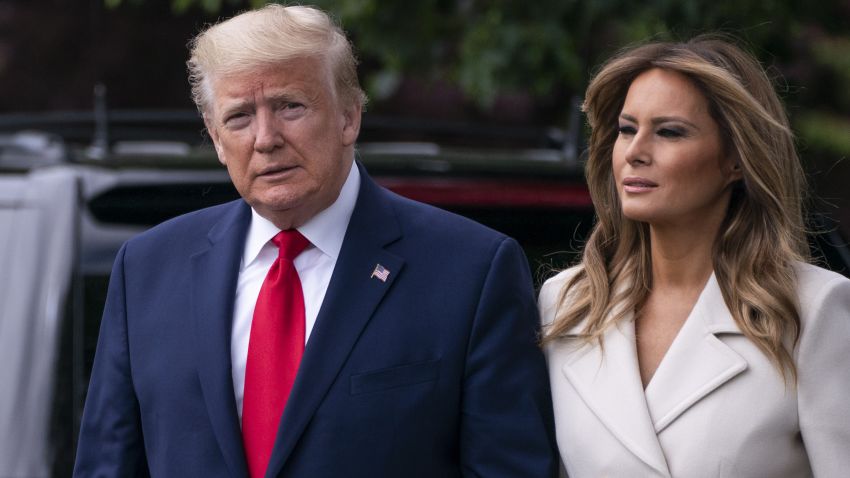 WASHINGTON, DC - MAY 25: U.S. President Donald Trump and first lady Melania Trump depart the White House for Baltimore, Maryland on May 25, 2020 in Washington, DC. The Trumps will attend a Memorial Day ceremony at the Fort McHenry National Monument and Historic Shrine despite objections by Baltimore Mayor Bernard C. "Jack" Young, whose residents remain under a stay-at-home order due to the coronavirus. (Photo by Sarah Silbiger/Getty Images)