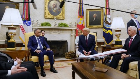 Iraqi Prime Minister Mustafa al-Kadhimi speaks as he meets with President Donald Trump in the Oval Office on August 20, 2020, in Washington. 