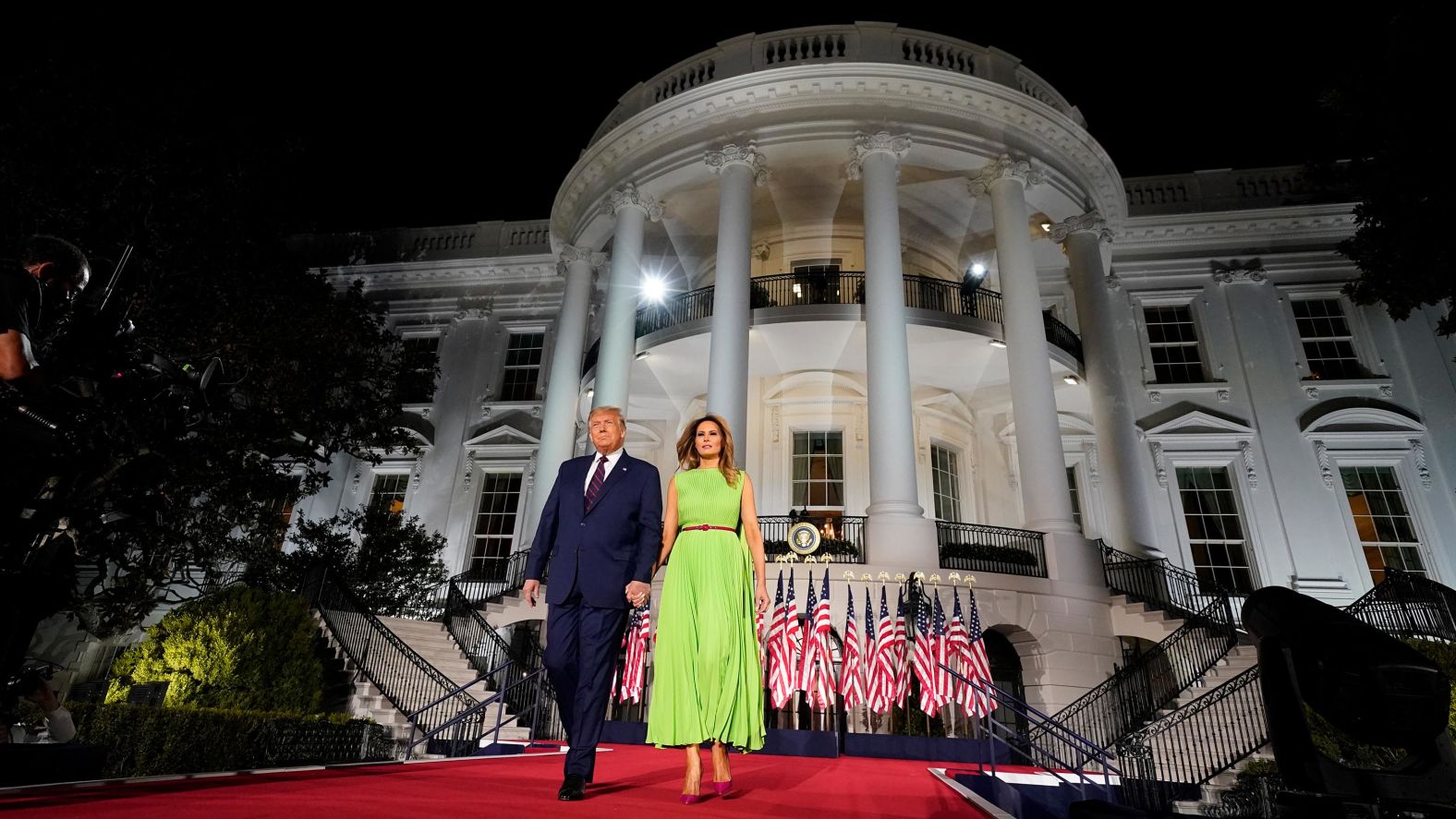 Trump is accompanied by the first lady as he arrives for <a href="index.php?page=&url=https%3A%2F%2Fwww.cnn.com%2F2020%2F08%2F27%2Fpolitics%2Fgop-convention-donald-trump-joe-biden%2Findex.html" target="_blank">his nomination acceptance speech</a> in August 2020. "I stand before you tonight honored by your support, proud of the extraordinary progress we have made together over the last four incredible years, and brimming with confidence in the bright future we will build for America over the next four years," Trump said in his speech, which closed the <a href="index.php?page=&url=http%3A%2F%2Fwww.cnn.com%2F2020%2F08%2F24%2Fpolitics%2Fgallery%2Frepublican-convention-2020%2Findex.html" target="_blank">Republican National Convention.</a>