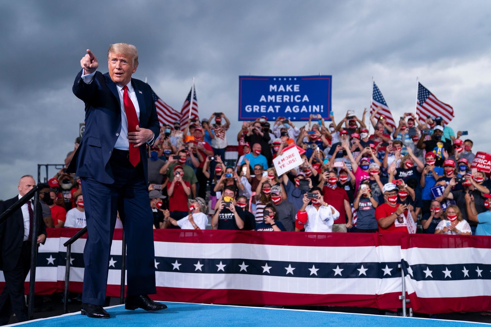 Trump arrives to speak at a <a target="_blank">campaign rally in Winston-Salem, North Carolina,</a> in September 2020.