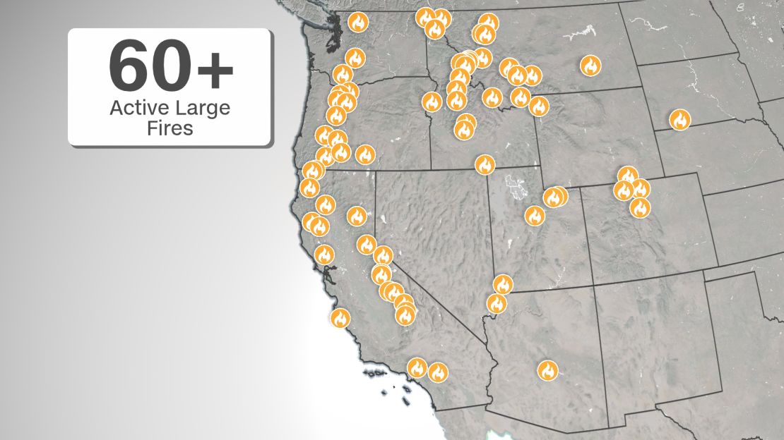 Current active large fires in the US