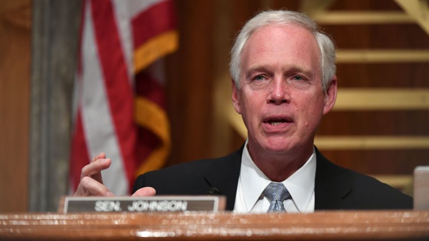 WASHINGTON, DC - AUGUST 06: Senator Ron Johnson (R-WI) questions Chad Wolf, acting Secretary of Homeland Security, appears before the Senate Homeland Security and Governmental Affairs Committee on August 6, 2020 in Washington D.C. The committee held a hearing on "Oversight of DHS Personnel Deployments to Recent Protests."  (Photo by Toni Sandys/Pool/Getty Images)