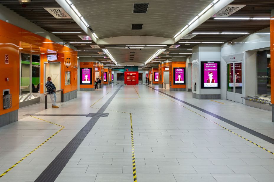 The Moncloa bus station in Madrid is deserted after <a href="https://www.cnn.com/2020/10/01/europe/madrid-lockdown-coronavirus-europe-intl/index.html" target="_blank">new lockdown measures</a> were imposed in the city. New measures are being introduced in many countries across Europe as a second wave grips the continent.