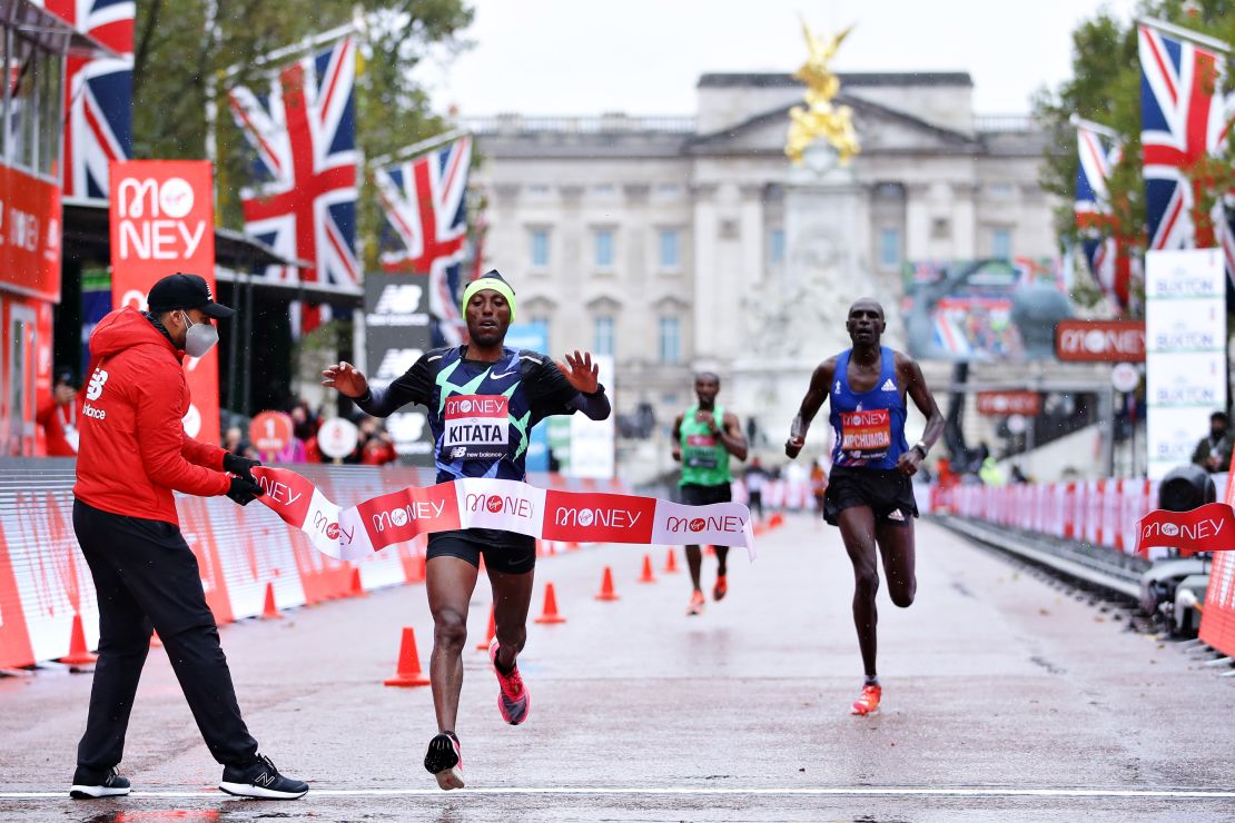 Kitata won a tight finish at the 2020 London Marathon.