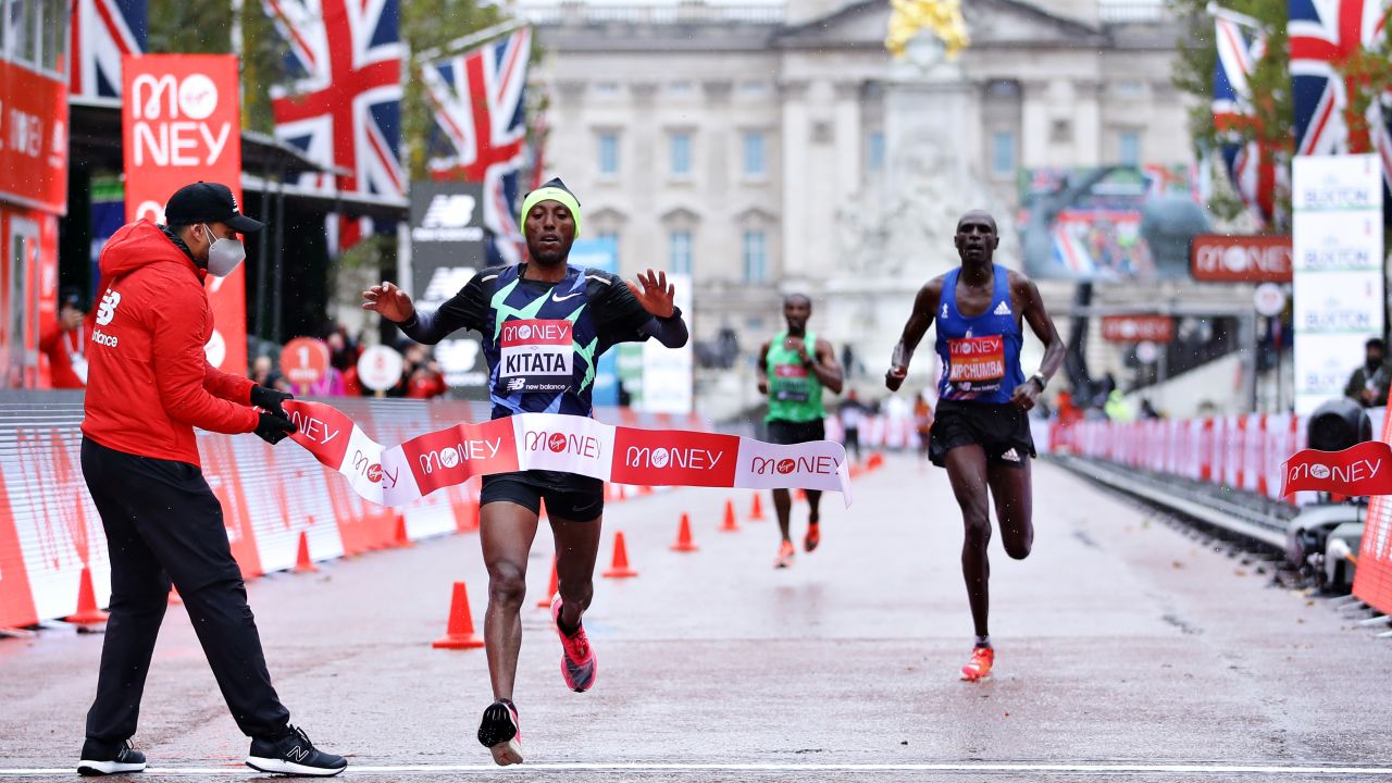 Kitata won a tight finish at the 2020 London Marathon.