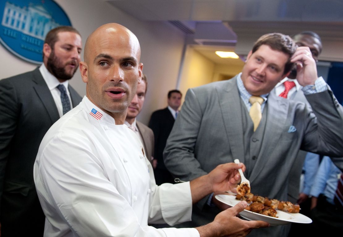 Former White House Chef Sam Kass (center) in 2010.