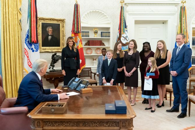 Barrett with six of her seven children at the White House reception.