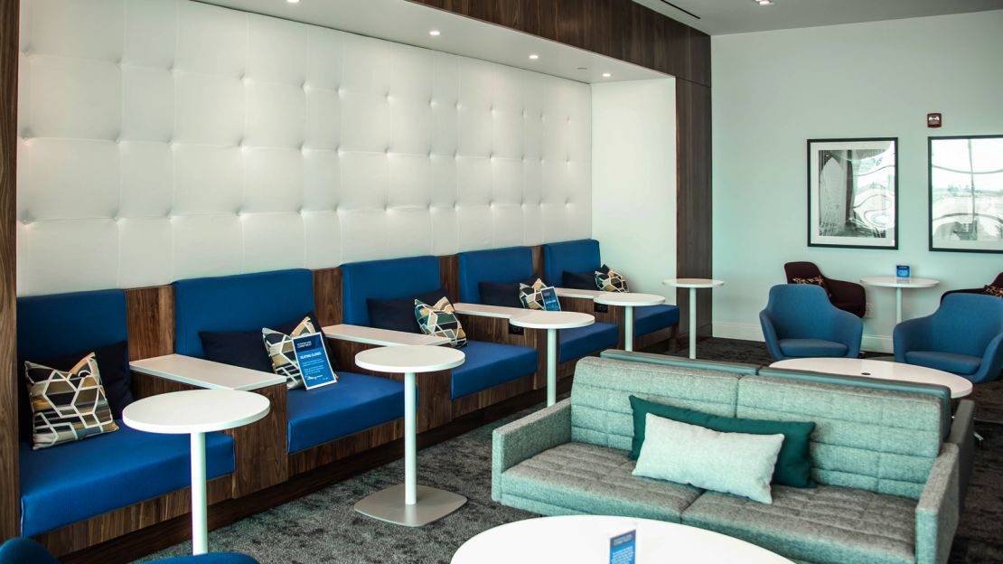 You'll find additional seating rooms on the bottom floor of the JFK lounge.