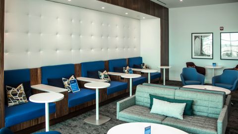 You'll find additional seating rooms on the bottom floor of the JFK lounge.