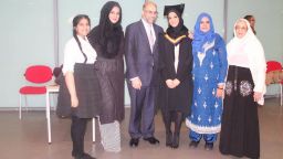 Members of the Akbar family gathered in December 2016 for Asma Akbar's graduation ceremony. From left to right are Farah, Sehrish, Rabnawaz, Asma, Zaida and Zriath. Most of the family live together in Manchester.