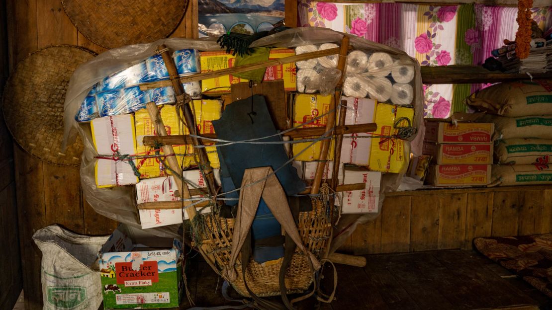 Porters are required to carry packs, known as badis, to supply the region with necessities.
