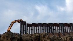 TOPSHOT - A crew works replacing the old border fence along a section of the US-Mexico border, as seen from Tijuana, in Baja California state, Mexico, on January 8, 2019. - President Donald Trump tells Americans in a primetime speech Tuesday that the US-Mexico border is in "crisis" and Congress must approve construction of a wall to end a government shutdown now in its 18th day. (Photo by Guillermo Arias / AFP) (Photo by GUILLERMO ARIAS/AFP via Getty Images)