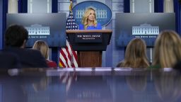 White House press secretary Kayleigh McEnany speaks during a news conference at the White House in Washington, Thursday, Oct. 1, 2020. (AP Photo/Carolyn Kaster)