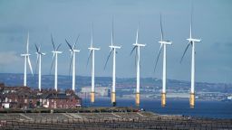10/6/2020 - Teesside Wind Farm near the mouth of the River Tees off the North Yorkshire coast. Every home in the country will be powered by offshore wind within 10 years, Boris Johnson will tell the Conservative conference as he pledges a green industrial revolution that will create hundreds of thousands of jobs. (Photo by PA Images/Sipa USA) *** US Rights Only ***