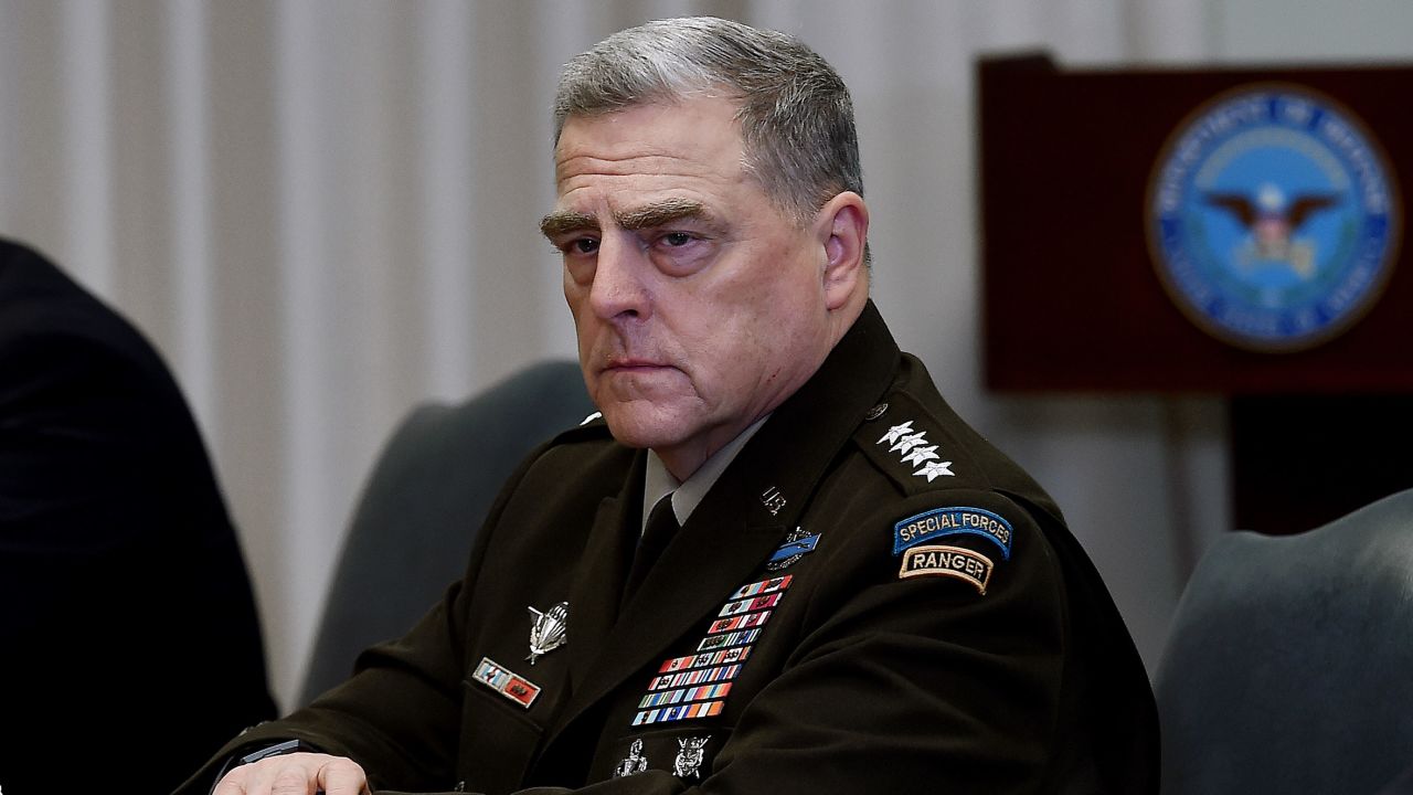 Chairman of the Joint Chiefs of Staff, Army US Army General Mark Milley (C), meetswith Israeli Defense Minister Benny Gantz at the Pentagon on September 22, 2020 in Washington, DC. (Photo by Olivier DOULIERY / AFP) (Photo by OLIVIER DOULIERY/AFP via Getty Images)
