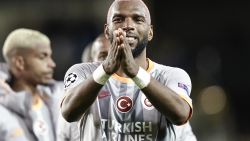 Galatasaray's Dutch forward Ryan Babel greets his supporters at the end of the UEFA Champions League Group A football match between Brugge and Galatasaray on September 18, 2019 at the Jan Breydel stadium in Brugge. (Photo by Kenzo TRIBOUILLARD / AFP)        (Photo credit should read KENZO TRIBOUILLARD/AFP via Getty Images)
