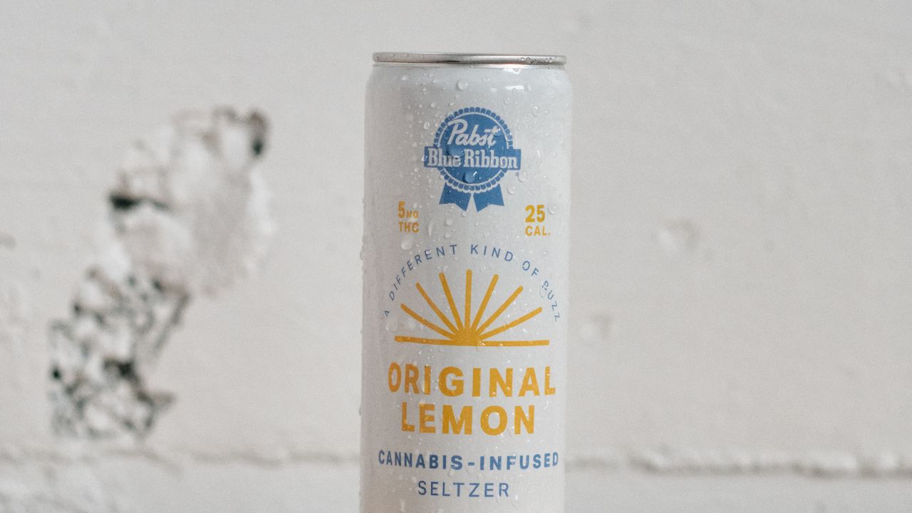 Pabst Blue Ribbon lent its name to this lemon-flavored sparkling water that's infused with 5mg of THC.