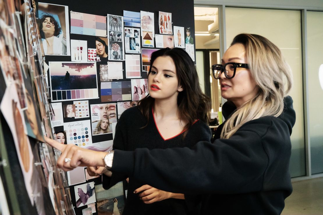Selena Gomez with Rare Beauty chief product designer Joyce Kim.