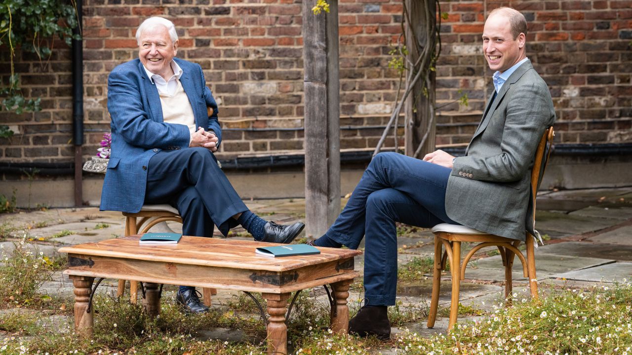 Prince William, right, with British naturalist David Attenborough.
