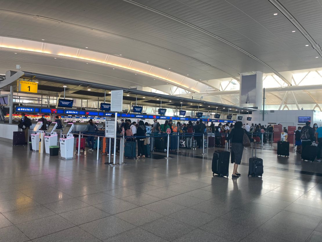 Inside JFK's Terminal 4, passengers heading to Mexico, Chile and the Dominican Republic check in.