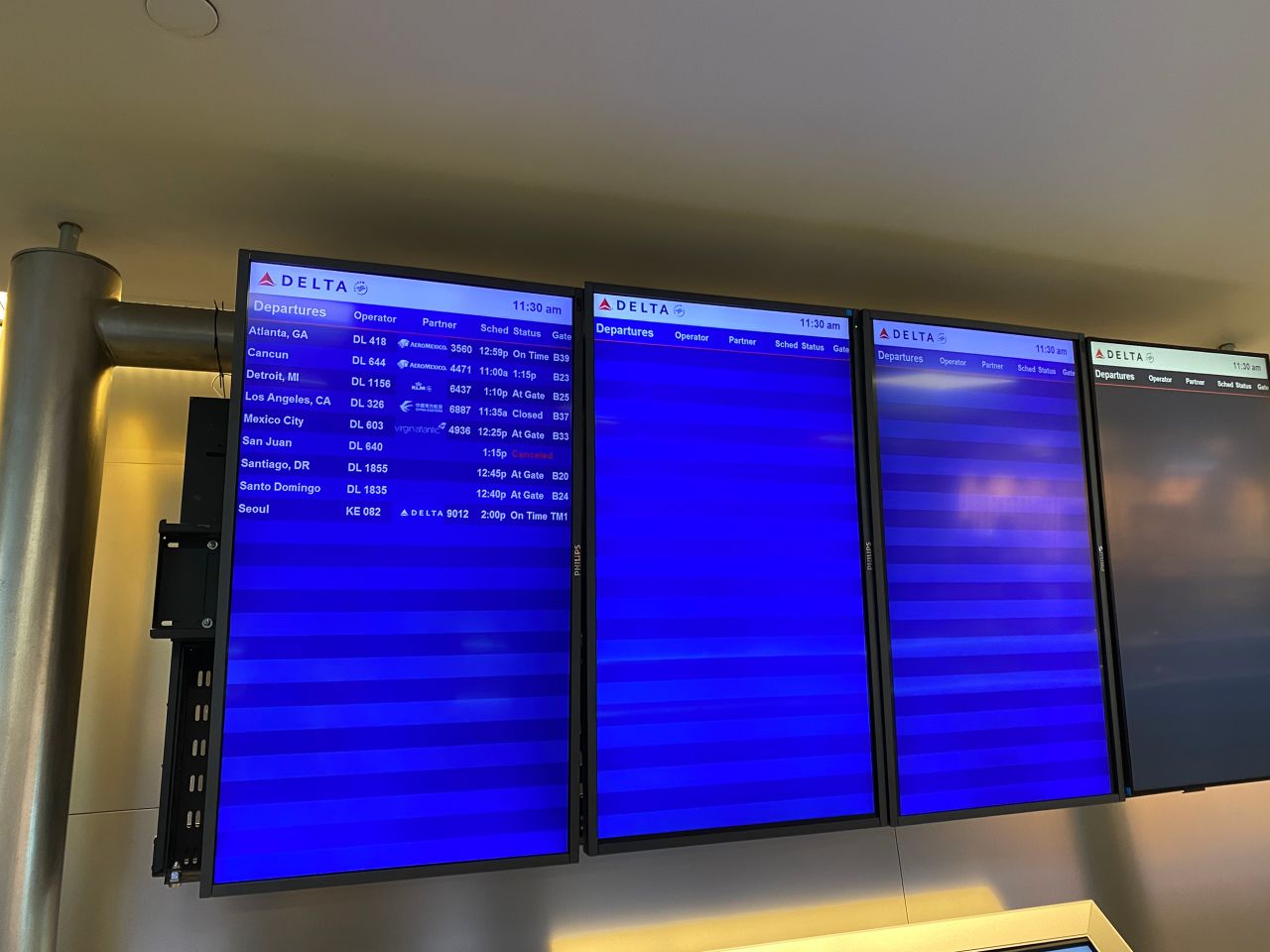 The departures screen looks far different than it used to.
