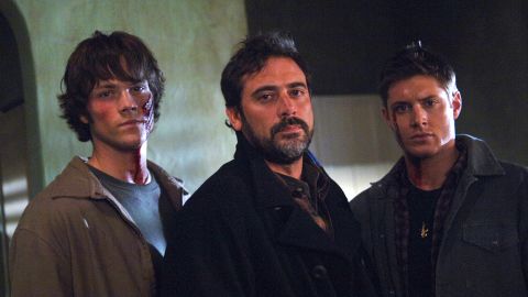 A scene from an early episode of "Supernatural." Pictured are Jared Padalecki, guest star Jeffrey Dean Morgan and Jensen Ackles.