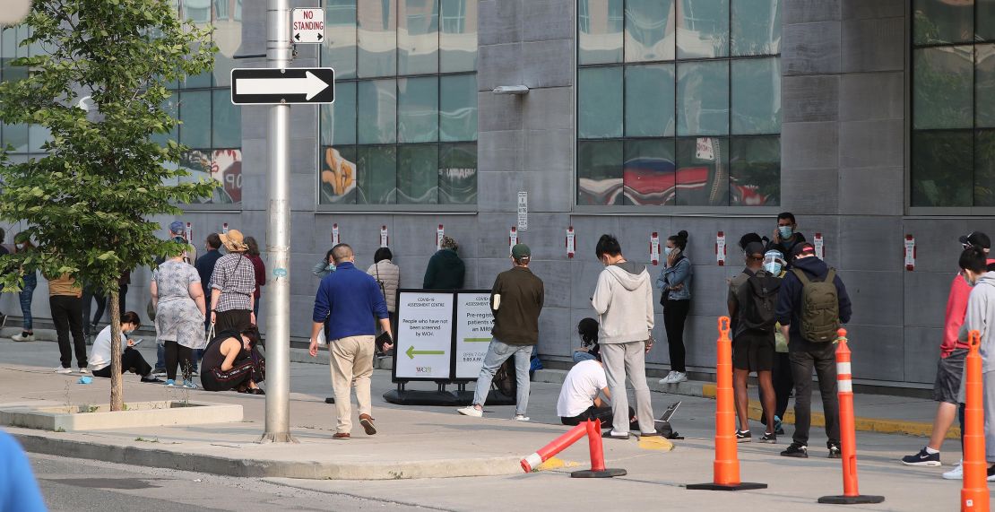 People wait for Covid-19 tests in Toronto in September.