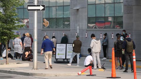 People wait for Covid-19 tests in Toronto in September.
