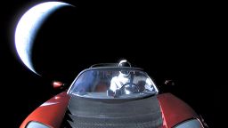 IN SPACE - FEBRUARY 8: In this handout photo provided by SpaceX, a Tesla roadster launched from the Falcon Heavy rocket with a dummy driver named "Starman"  heads towards Mars. (Photo by SpaceX via Getty Images)