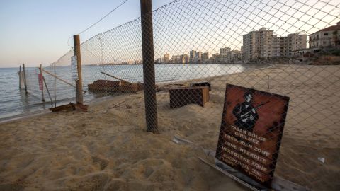 A view of deserted buildings of the tourist area of Varosha, in the fenced off area of Famagusta, in the Turkish-occupied north of the divided eastern Mediterranean island of Cyprus, on October 6, 2020. (Photo by Birol BEBEK / AFP) (Photo by BIROL BEBEK/AFP via Getty Images)