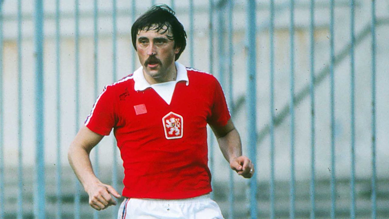Panenka is seen representing Czechoslovakia in the 1980 European Championship.