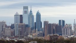 PHILADELPHIA, PA - APRIL 25: A general view of the Philadelphia city skyline prior to the game between the Philadelphia Flyers and the New York Rangers in Game Four of the First Round of the 2014 NHL Stanley Cup Playoffs at the Wells Fargo Center on April 25, 2014 in Philadelphia, Pennsylvania.  (Photo by Bruce Bennett/Getty Images)