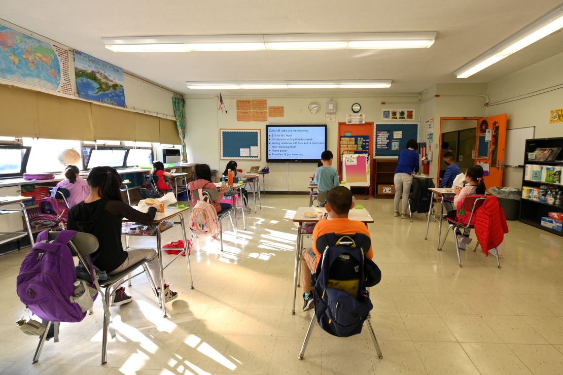 Schools have reconfigured classrooms, as here in New York City, to allow for social distancing. 