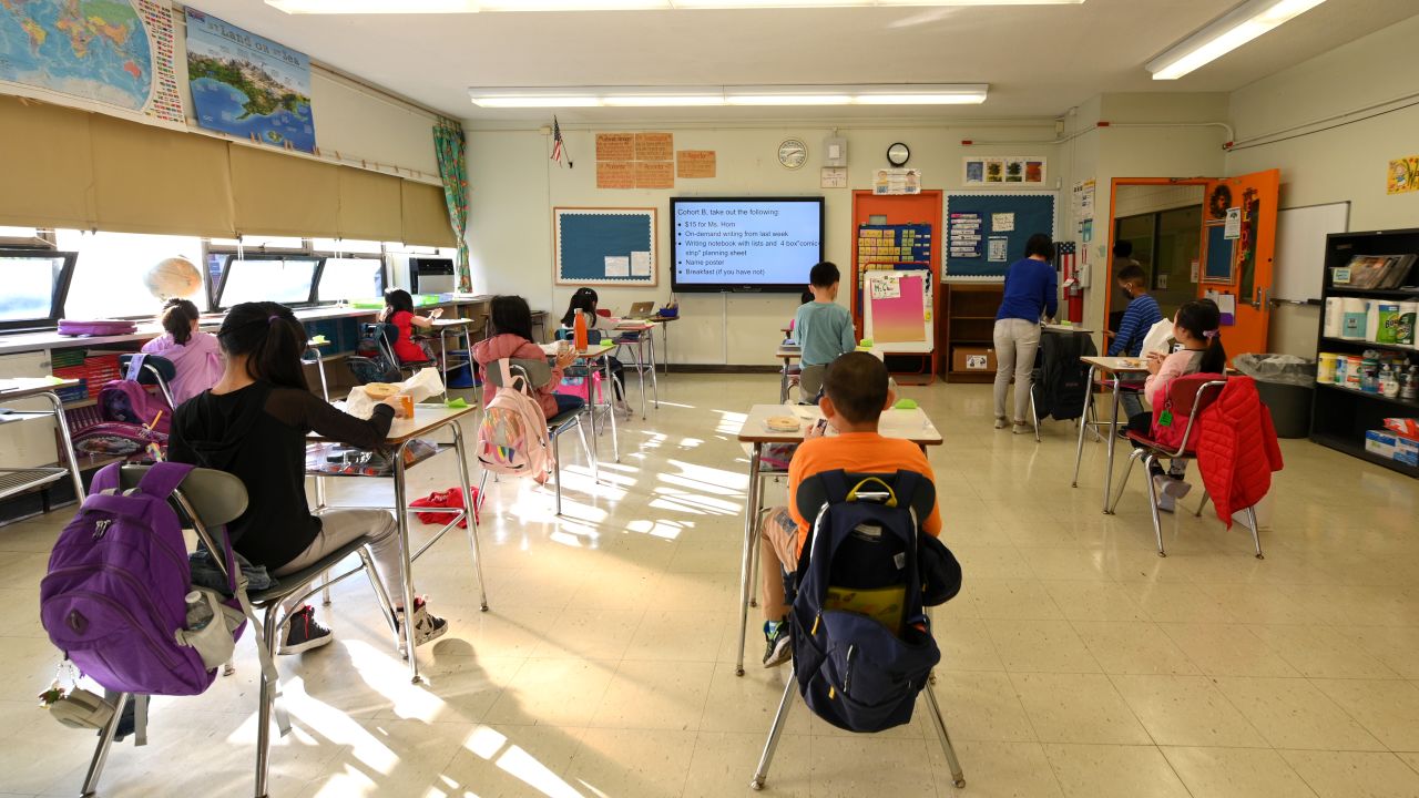 Schools have reconfigured classrooms, as here in New York City, to allow for social distancing. 