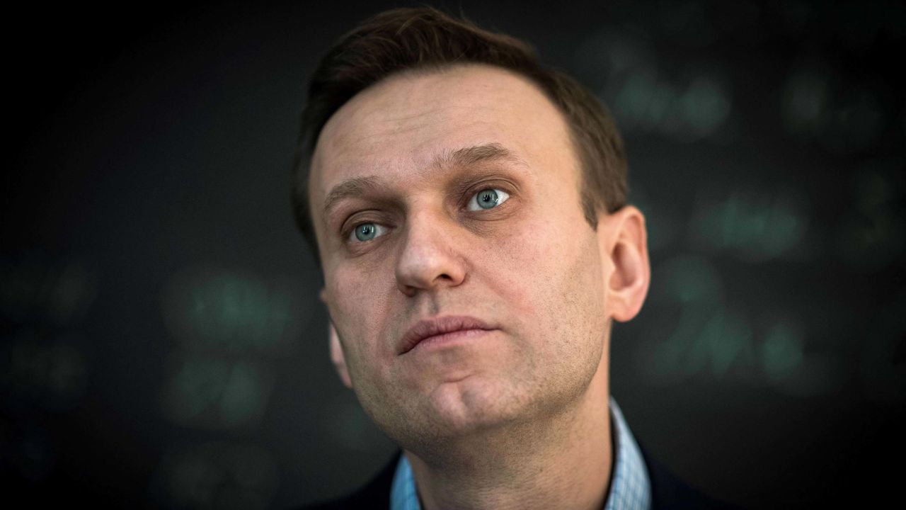 Russian opposition leader Alexei Navalny looks on during an interview with AFP at the office of his Anti-corruption Foundation (FBK) in Moscow on January 16, 2018. - The Kremlin's top critic Alexei Navalny has slammed Russia's March presidential election, in which he is barred from running, as a sham meant to "re-appoint" Vladimir Putin on his way to becoming "emperor for life". (Photo by Mladen ANTONOV / AFP) (Photo by MLADEN ANTONOV/AFP via Getty Images)