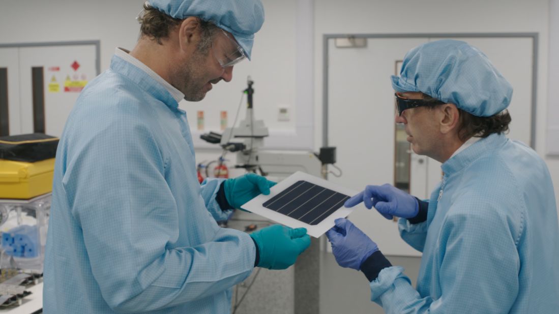 Henry Snaith, left, and Christopher Case, of UK company Oxford PV, which is working with perovskite to generate solar energy. Case says the material is "the most significant development in solar photovoltaics in 65 years."