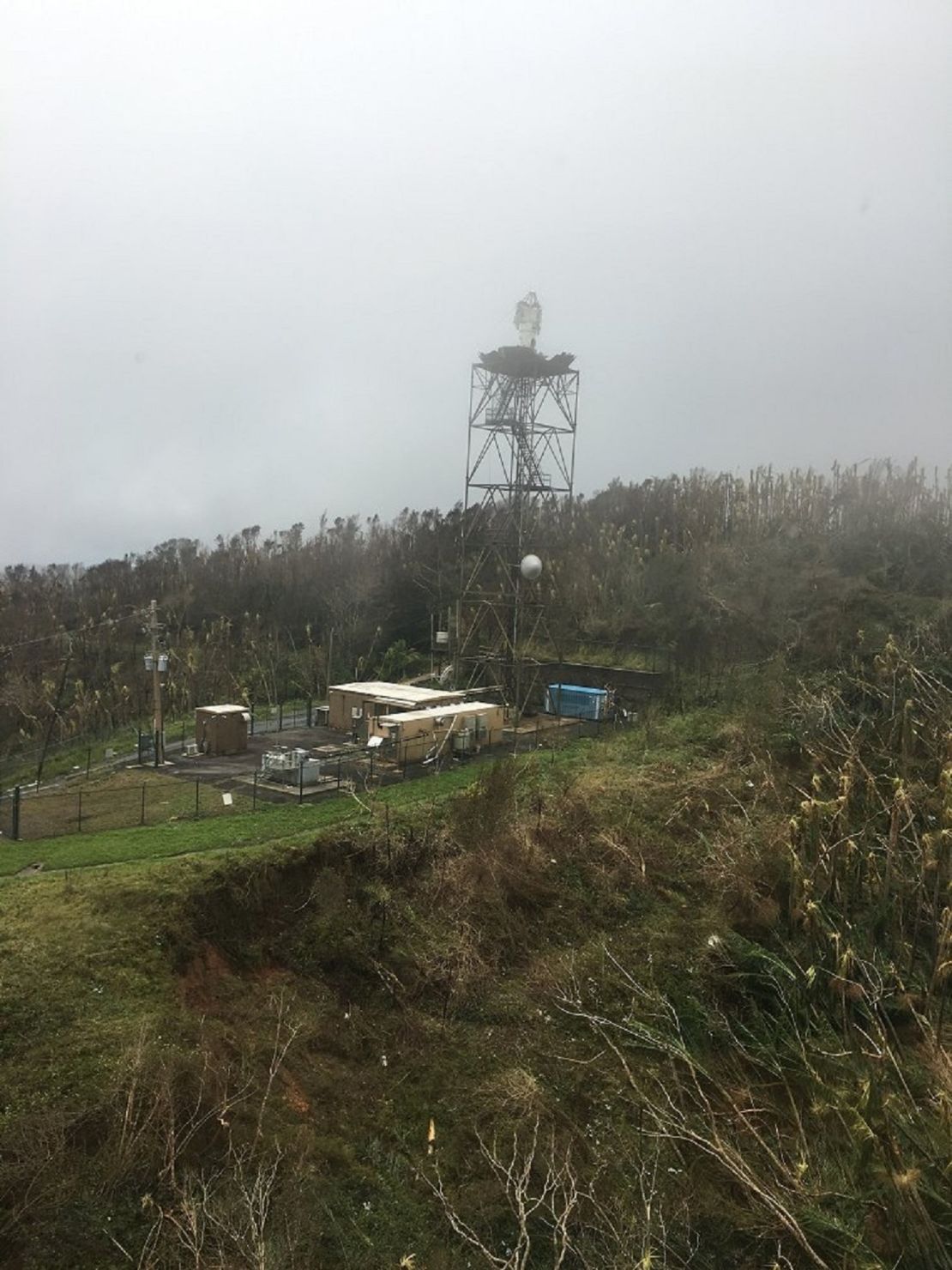 Damaged radar in Puerto Rico from Hurricane Maria