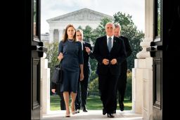 Judge Amy Coney Barrett, President Donald Trump's nominee to the Supreme Court, and Vice President Mike Pence arrive at the Capitol.