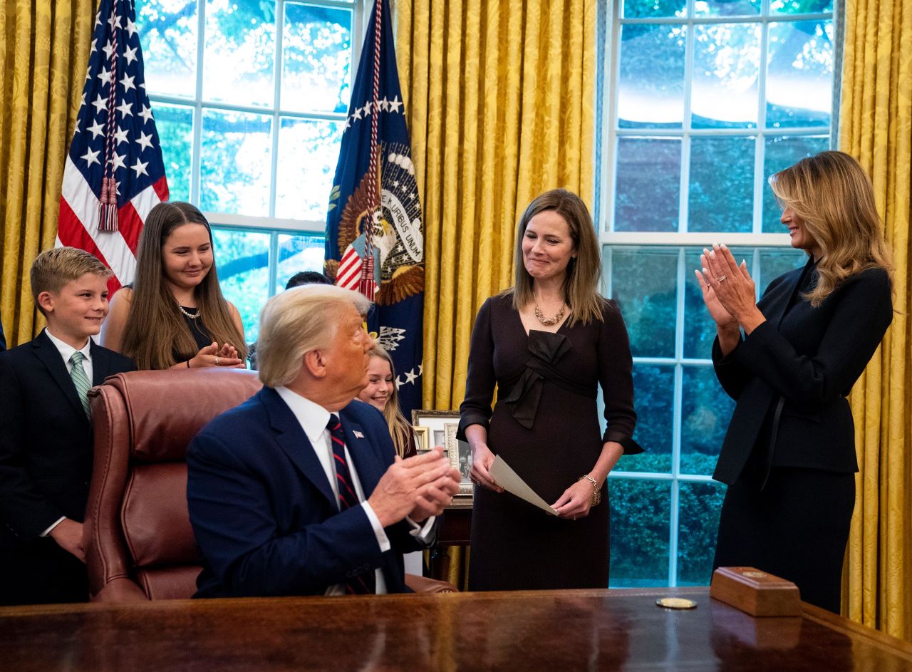 Barrett and her family meet with the President and first lady in the Oval Office on September 26.