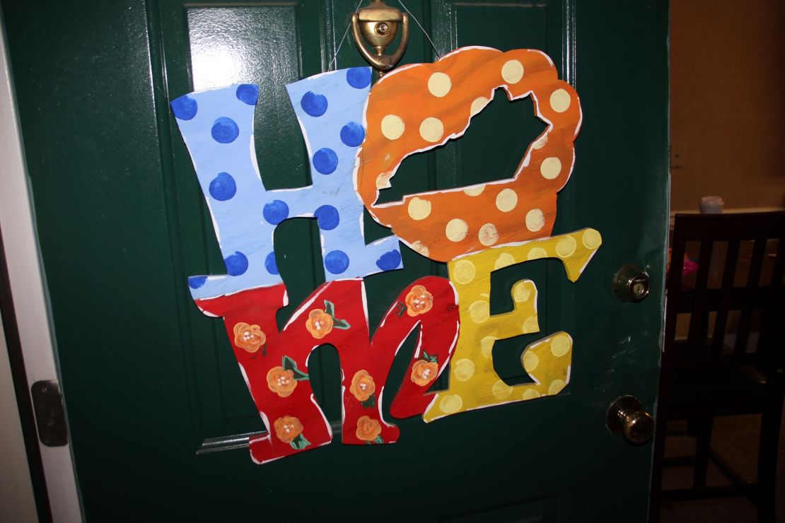 Artwork on the front door of Breonna Taylor's home.