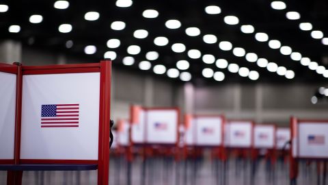 Detail view of a voting booth during Tuesdays Kentucky primary election on June 23, 2020 in Louisville, Kentucky.
