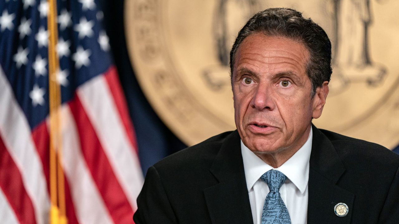 New York Gov. Andrew Cuomo speaks at his daily media briefing in July.