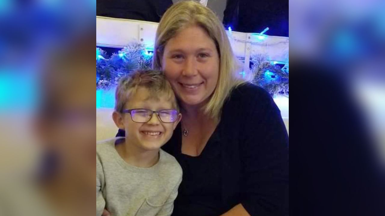 Meredith Harrell with her son, Mason. The family tested positive for Covid-19.