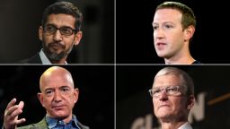 Sundar Pichai, Mark Zuckerberg, Jeff Bezos, Tim Cook