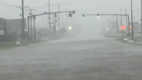 Hurricane Delta floods the coastal town of Sulphur, Louisiana. 