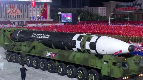 North Korea unveiled what analysts believe to be the world's largest liquid-fueled intercontinental ballistic missile at a parade in Pyongyang early Saturday.